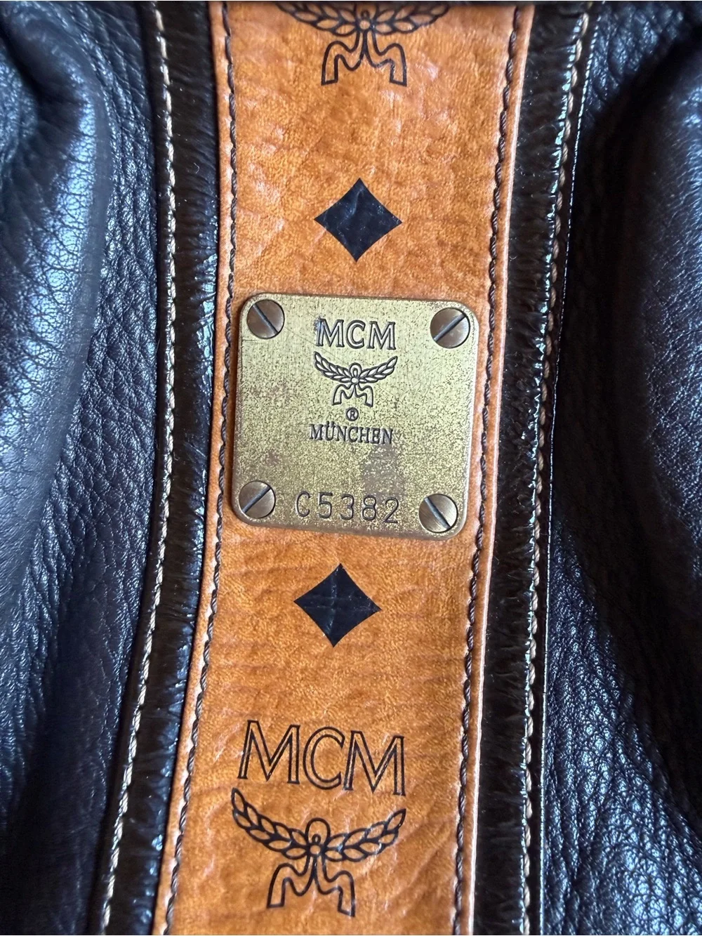 Vintage MCM mixed media satchel